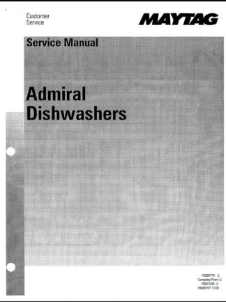 Admiral Dishwashers Service Manual 01