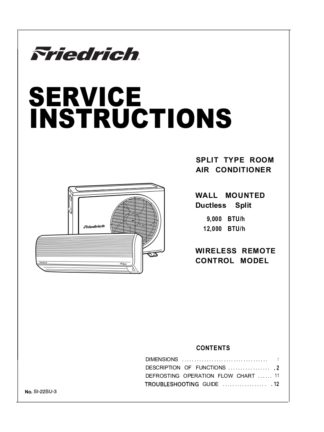 Friedrich Air Conditioner Service Repair Manual 29