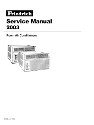 Friedrich Air Conditioner Service Repair Manual 32