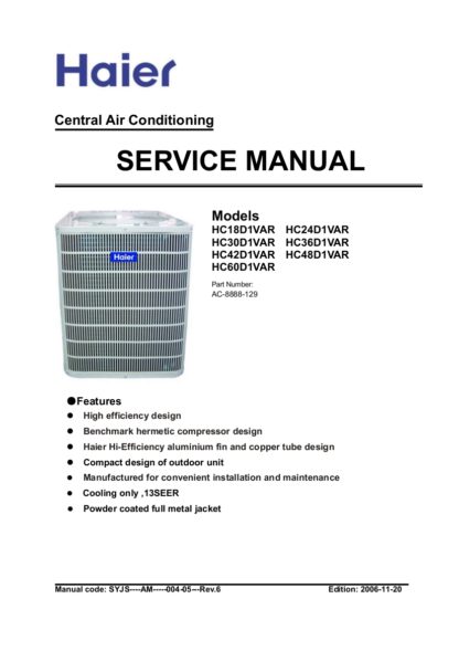 Haier Air Conditioner Service Manual 13