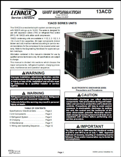 Lennox Air Conditioner Service Manual 05