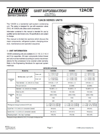 Lennox Air Conditioner Service Manual 42