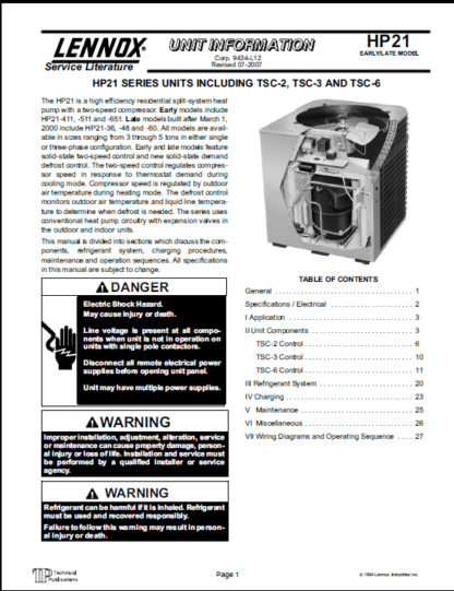 Lennox Air Conditioner Service Manual 64