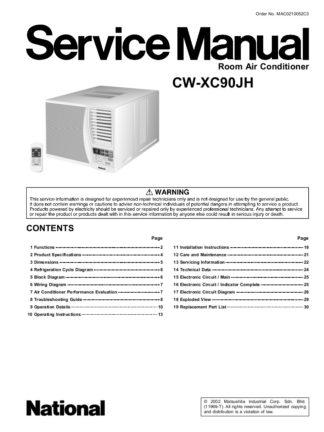 Panasonic Air Conditioner Service Manual 99