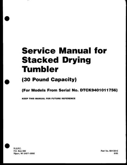 Speed Queen Huebsch Commercial Dryer Service Manual 04