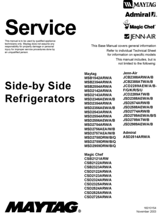 Admiral Refrigerator Service Manual 1