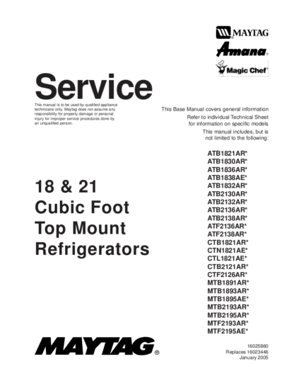 Amana Refrigerator Service Manual 04