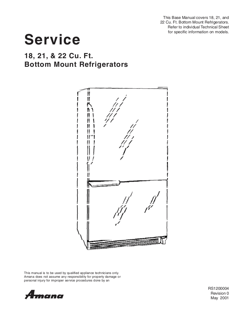 Amana Refrigerator Service Manual Model ACD2234HR