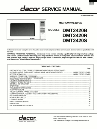 Dacor Microwave Oven Service Manual 03