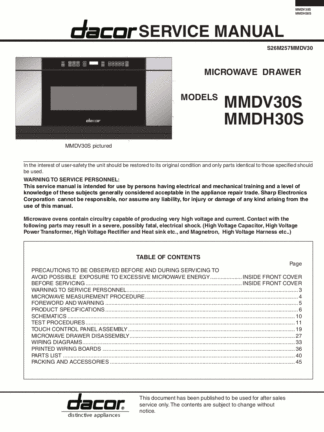 Dacor Microwave Oven Service Manual 05