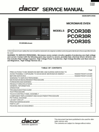 Dacor Microwave Oven Service Manual 06