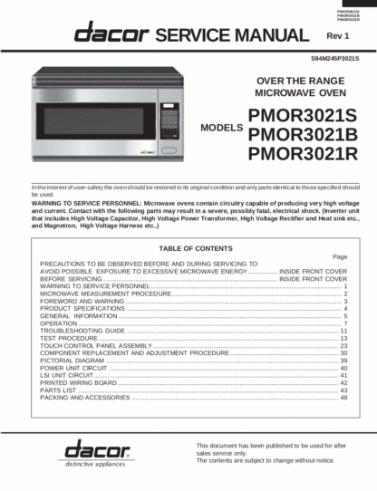 Dacor Microwave Oven Service Manual 07