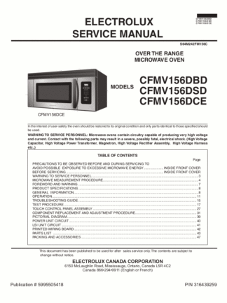 Frigidaire Microwave Oven Service Manual 01