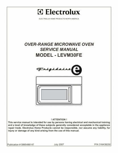 Frigidaire Microwave Oven Service Repair Manual 04