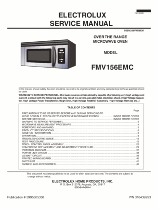 Frigidaire Microwave Oven Service Manual 08