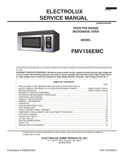 Frigidaire Microwave Oven Service Manual 08