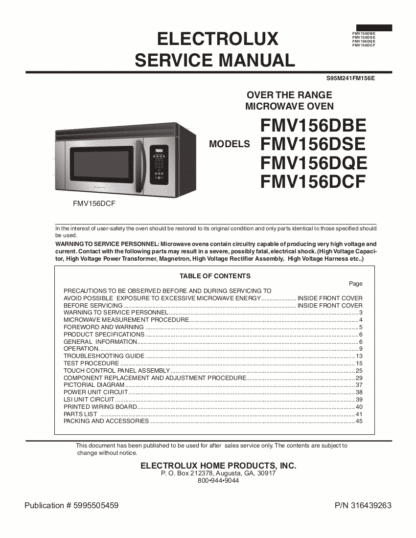 Frigidaire Microwave Oven Service Manual 09