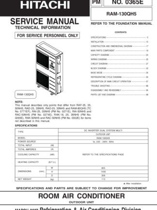Hitachi Air Conditioner Service Manual 13