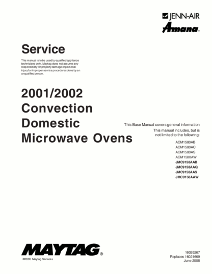 Jenn-Air Microwave Oven Service Manual 05