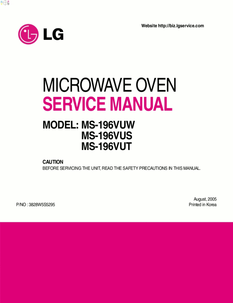 LG Microwave Oven Service Manual Model MS196VUT