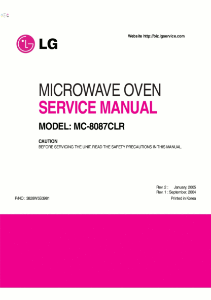 LG Microwave Oven Service Manual 99