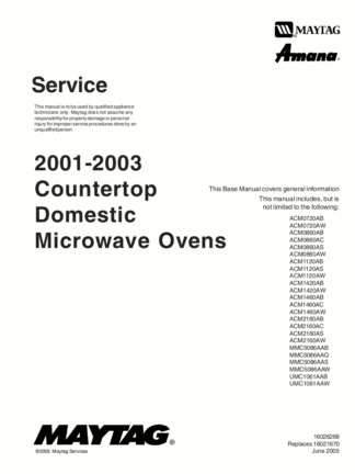 Maytag Microwave Oven Service Manual 09
