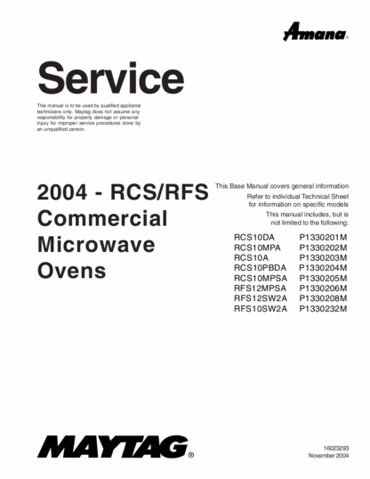 Maytag Microwave Oven Service Manual 11
