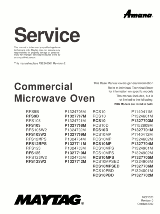 Maytag Microwave Oven Service Manual 14
