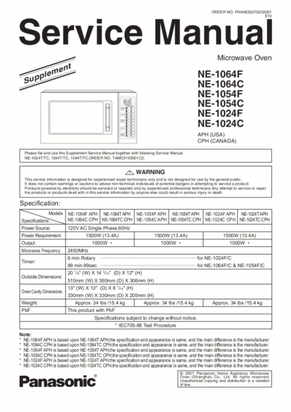 Panasonic Microwave Oven Service Manual 02