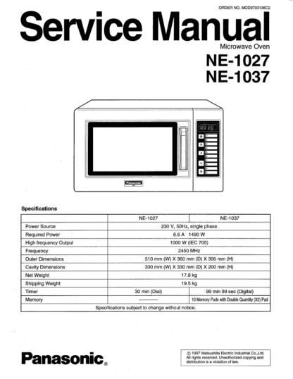 Panasonic Microwave Oven Service Manual 03