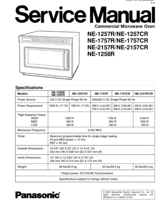 Panasonic Microwave Oven Service Manual 07