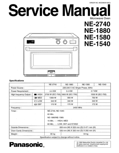 Panasonic Microwave Oven Service Manual 08