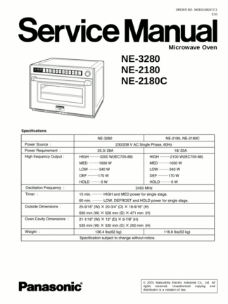 Panasonic Microwave Oven Service Manual 10