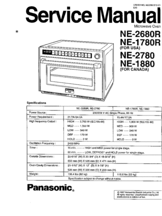 Panasonic Microwave Oven Service Manual 11