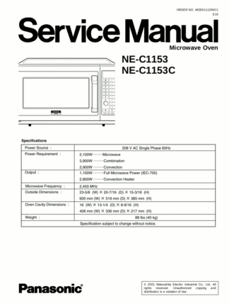 Panasonic Microwave Oven Service Manual 13