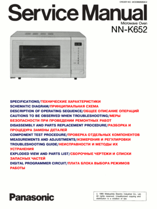 Panasonic Microwave Oven Service Manual 20