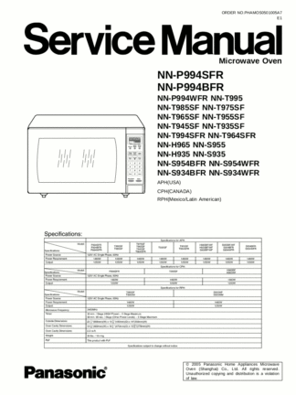 Panasonic Microwave Oven Service Manual 27