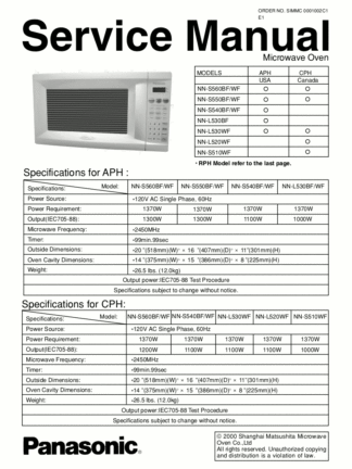 Panasonic Microwave Oven Service Manual 28