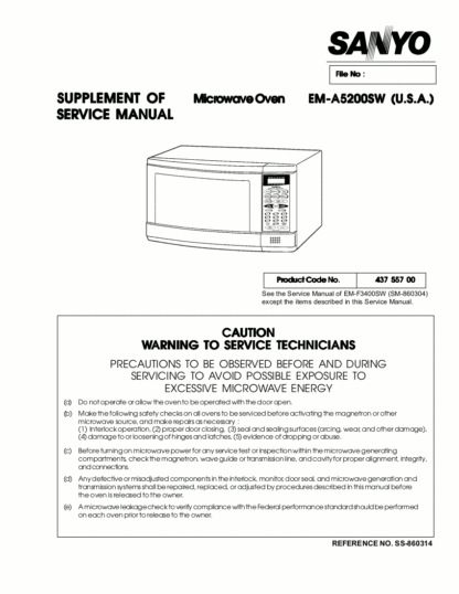 Sanyo Microwave Oven Service Manual 01