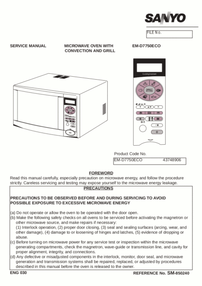 Sanyo Microwave Oven Service Manual 03