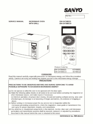 Sanyo Microwave Oven Service Manual 04