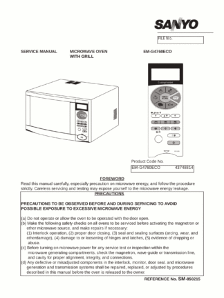 Sanyo Microwave Oven Service Manual 05