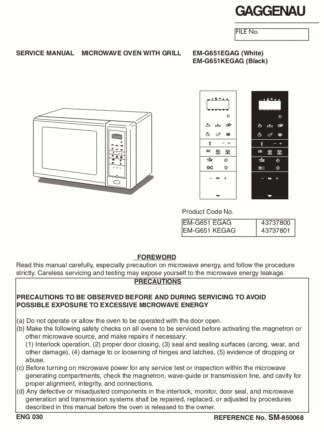 Sanyo Microwave Oven Service Manual 06