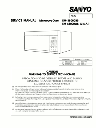 Sanyo Microwave Oven Service Manual 08