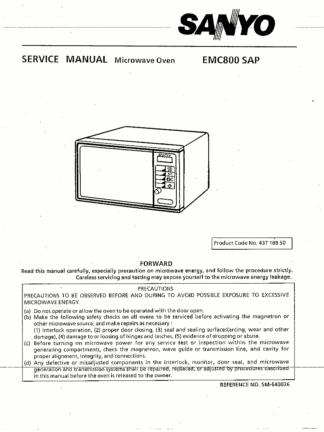 Sanyo Microwave Oven Service Manual 15