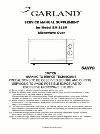 Sanyo Microwave Oven Service Manual Supplement 16