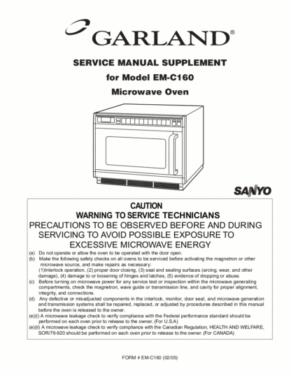 Sanyo Microwave Oven Service Manual 17