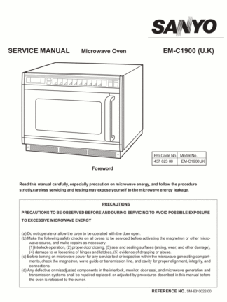 Sanyo Microwave Oven Service Manual 18