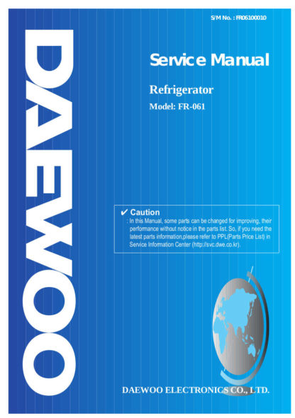 Daewoo Refrigerator Service Manual 01