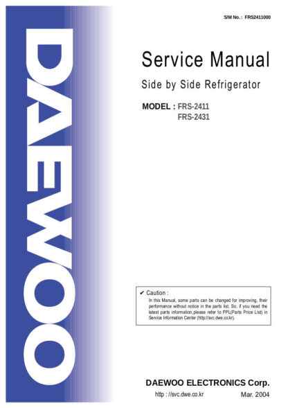 Daewoo Refrigerator Service Manual 11